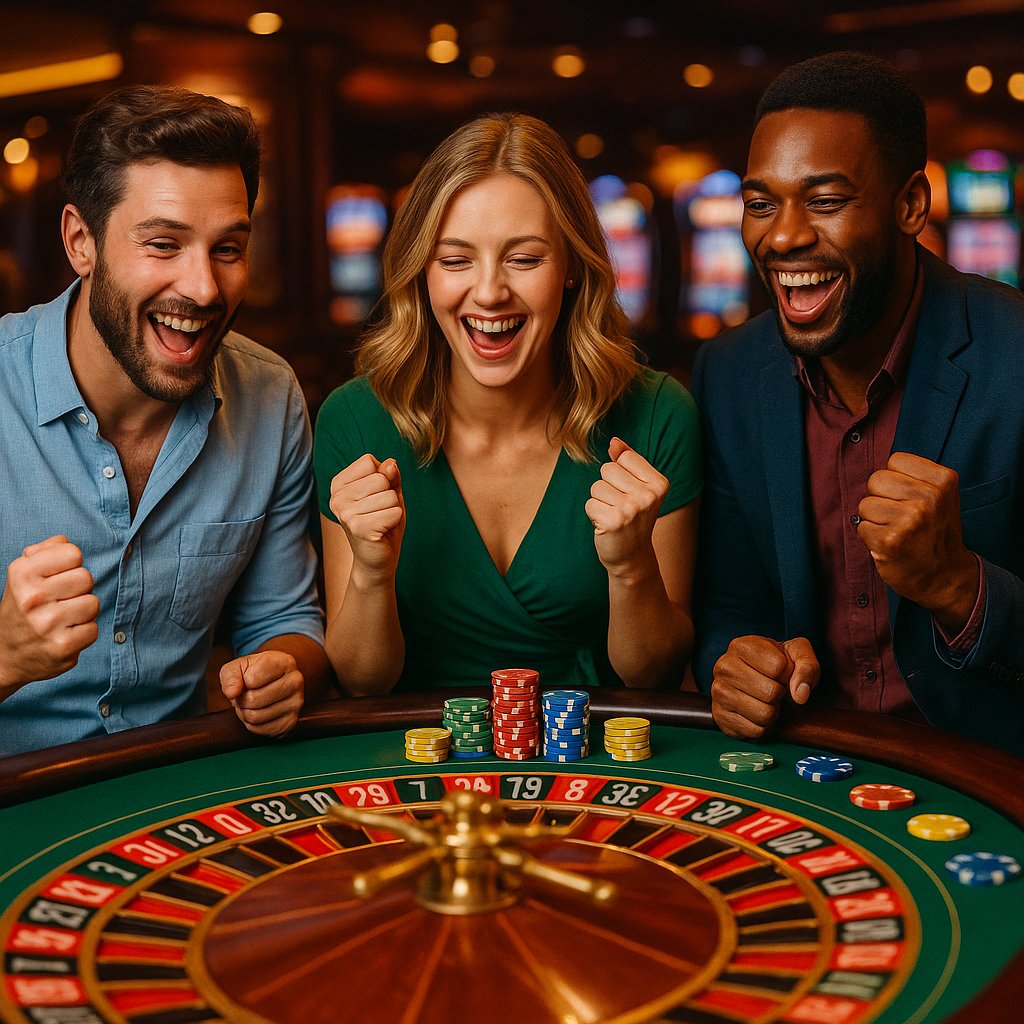 Meja roulette Boom City dengan roda fisik dan dealer profesional