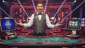 Studio produksi Hacksaw Gaming dengan dealer profesional dan kamera multi-sudut di wahyu4d